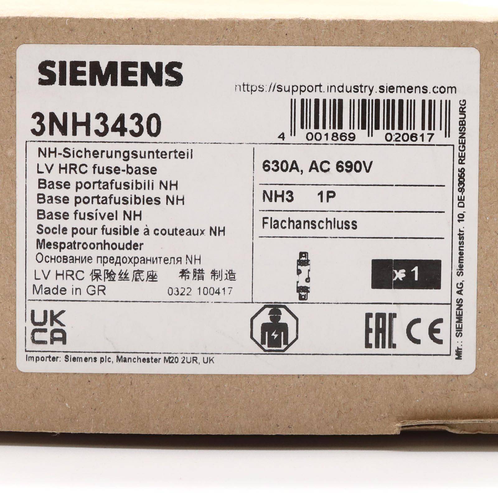 Siemens 3NH3430 Portafusibles NH Tamaño de fusible = 3 630 A 690 V 1 UD(S).-2