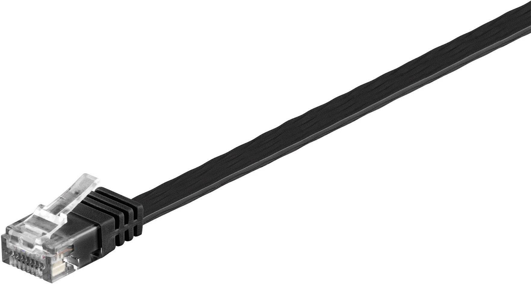 Goobay RJ45 Cable de red, cable de conexión CAT 6 U/UTP 0.50 m Schwarz Altamente flexible, Plano 1 ST-0