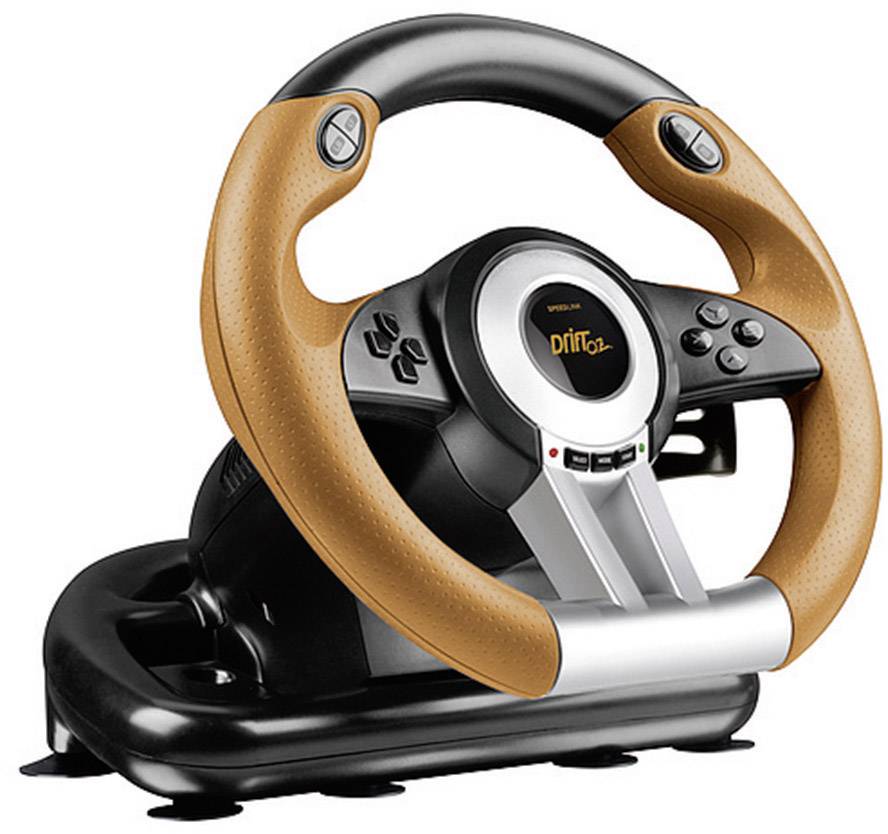 SpeedLink DRIFT O.Z. Racing Wheel Volante USB PC Schwarz, Naranja Pedales incluidos-0