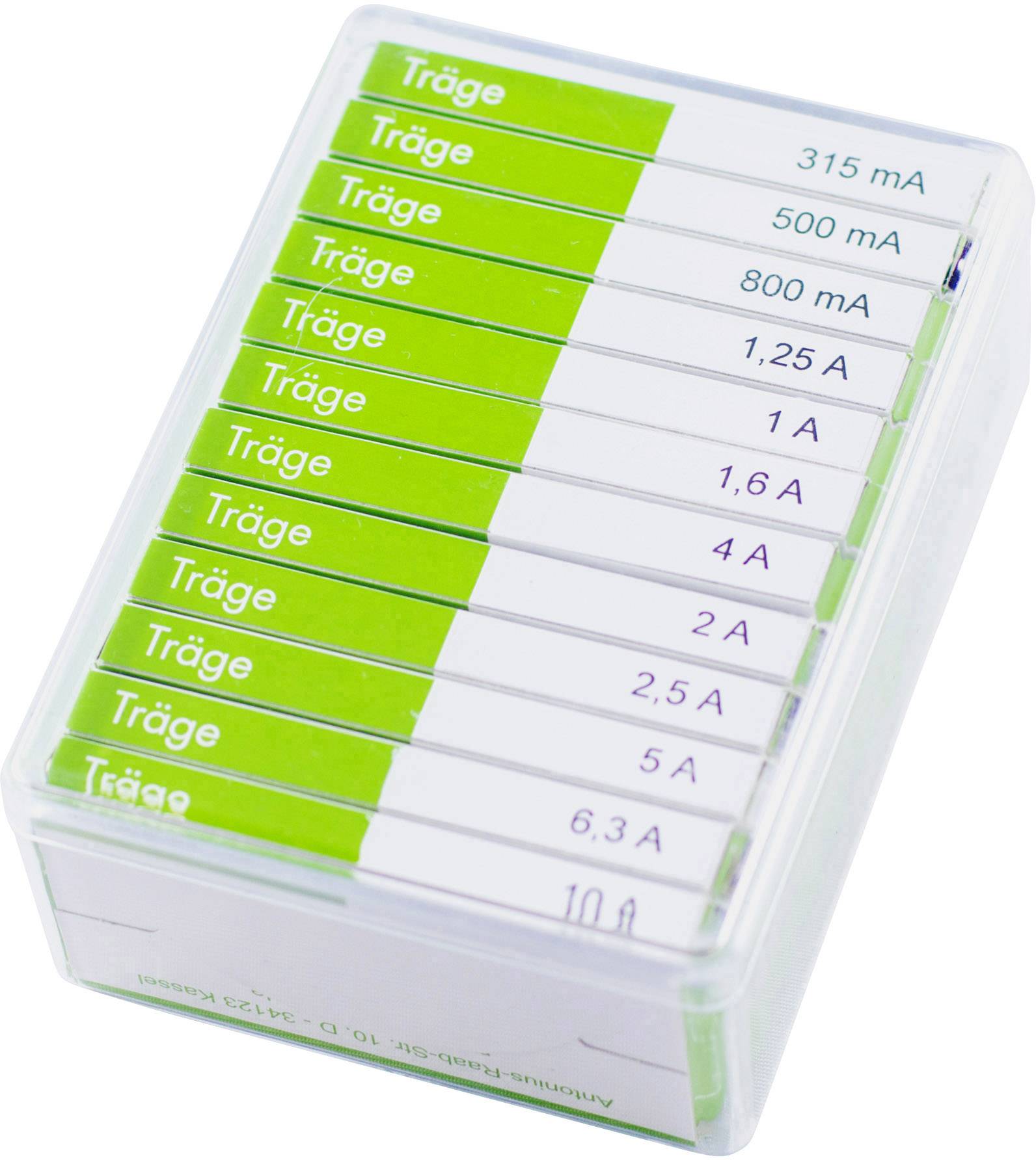 ESKA 632.830 632830 Surtido de fusibles finos (Ø x Lon.) 6.3 mm x 32 mm Lento -T- Contenido 120 Piezas