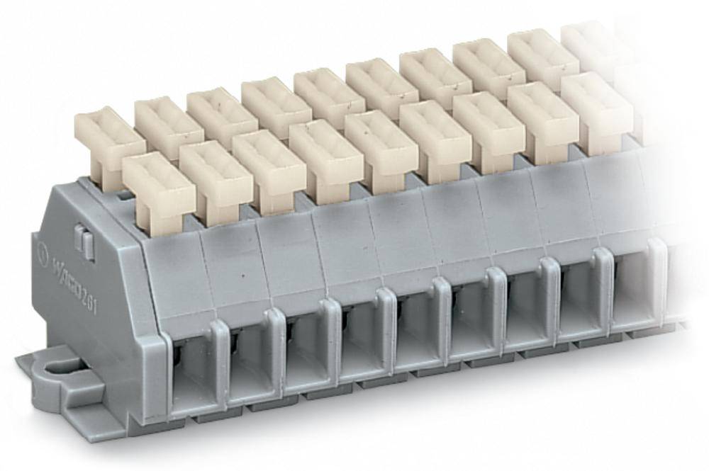 WAGO 261-102/341-000 Regleta de conexiones 6 mm Resorte de tracción Asignación: L Gris 100 UD(S). Package