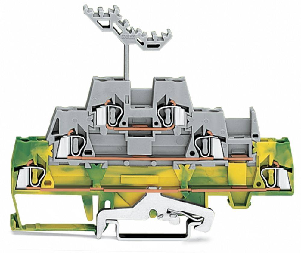 WAGO 280-557 Borne de paso de tres pisos 5 mm Resorte de tracción Verde, Amarillo, Gris 40 UD(S). Package-0