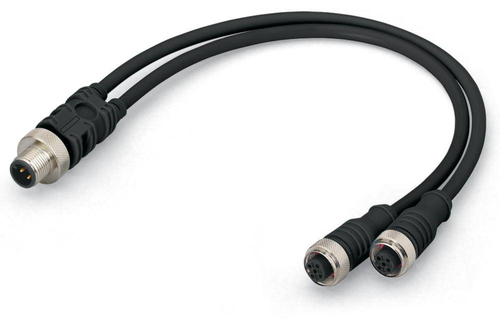WAGO 756-5516/040-010 Distribuidor y Adaptador de sensor/actuador M12 Conector, recto, Conector hembra, recto 1.00 m Número de polos: 4 10 UD(S). Package