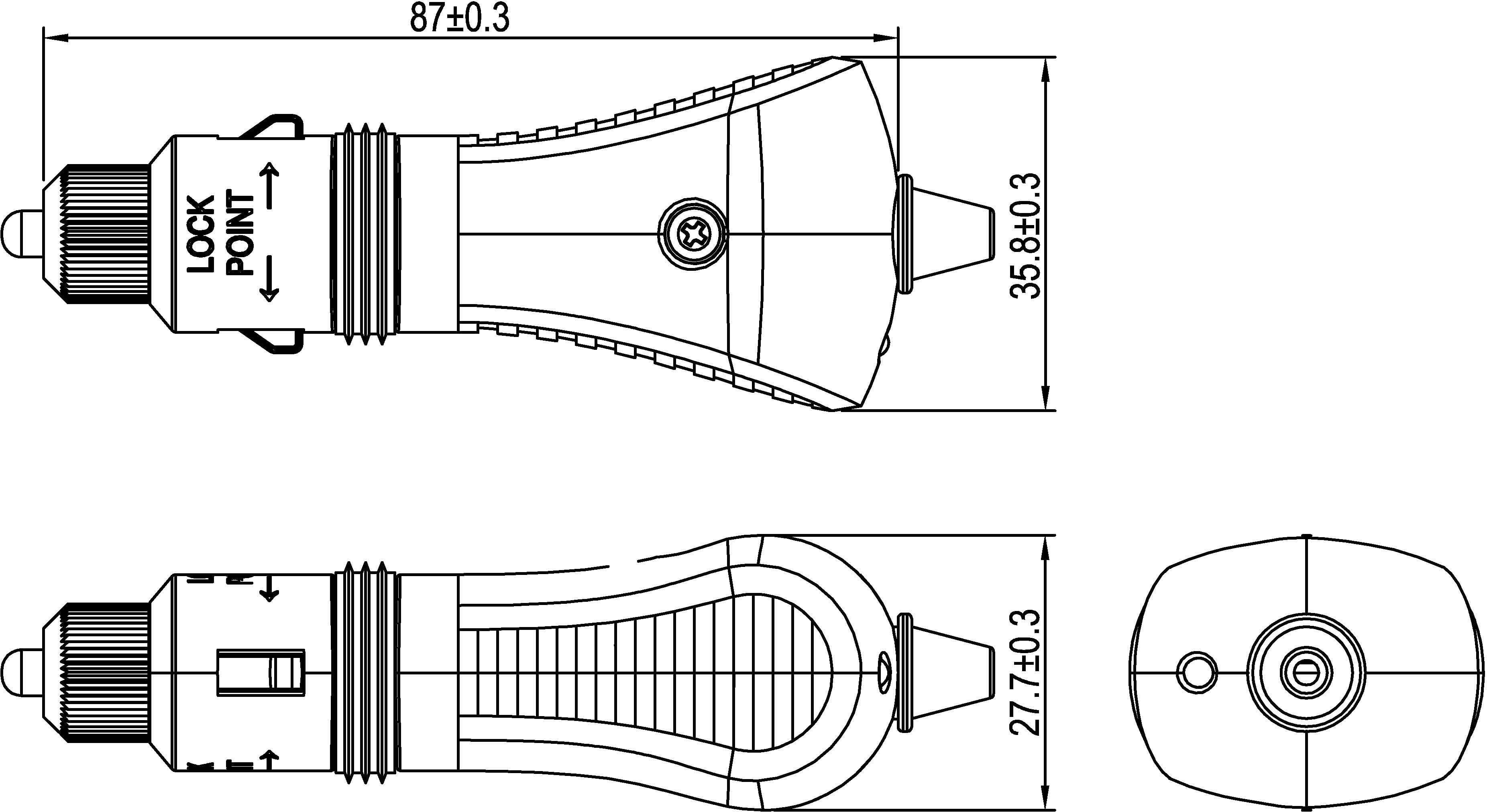 TRU COMPONENTS Conector de coche, IP44 Capacidad de carga, corriente máx.=15 A 12 V/DC-3