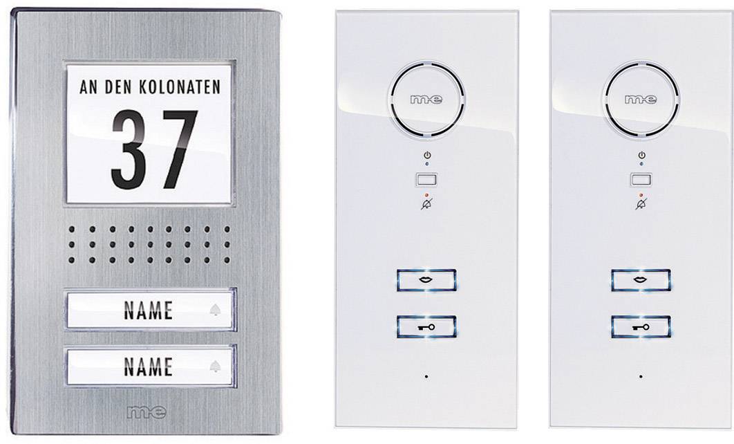 m-e modern-electronics ADV 122 WW Vistadoor Intercomunicador de puerta Por cable Juego completo Vivienda familiar de 2 Acero inoxidable, Blanco