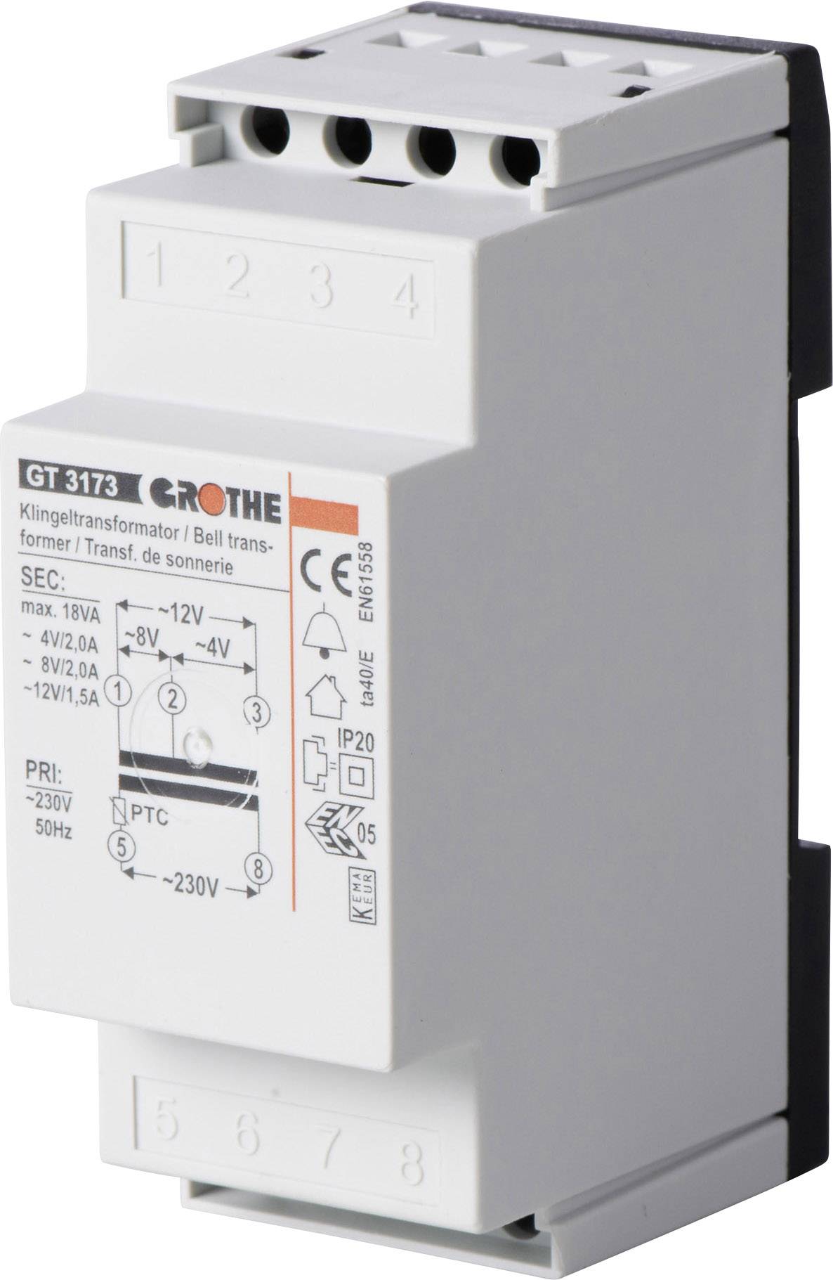 Heidemann 70044 Transformador de timbre 4 V/AC, 8 V/AC, 12 V/AC 2 A-0