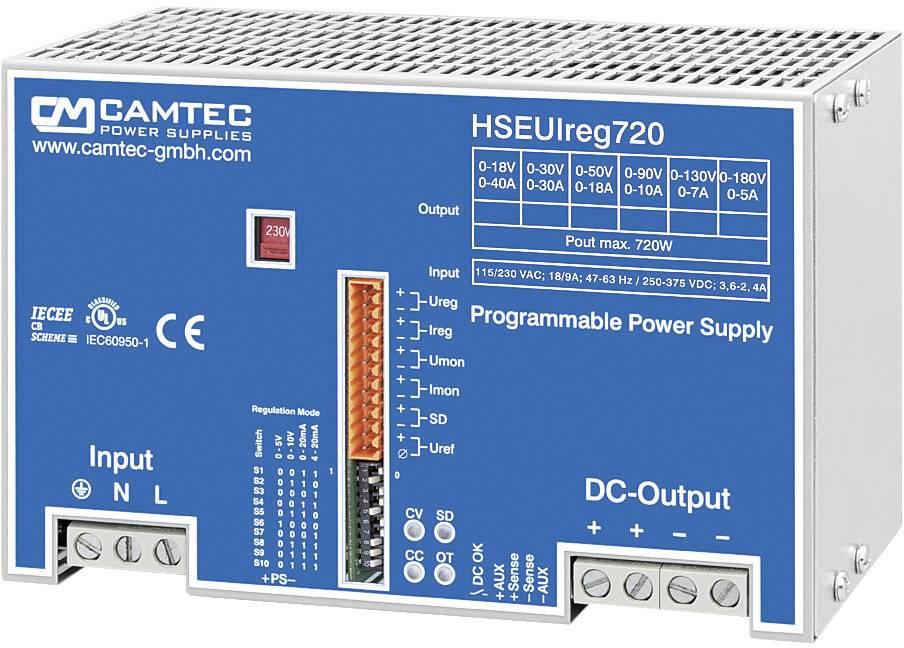 Camtec HSEUIreg07201.18T Alimentador de laboratorio, regulable 0 - 18 0 - 40 A 720 W Analógico Programable Número de salidas 1 x