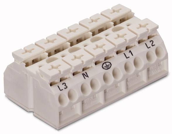 WAGO 862-2605 Borne de conexión de dispositivos 60 mm Abrazadera de resorte Asignación: Sin contacto carcasa PE Blanco 2-2