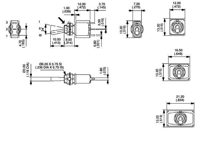 APEM 5556A 5556A Interruptor de palanca 250 V/AC 3 A 3 On/On Enclavado 1 UD(S).-1