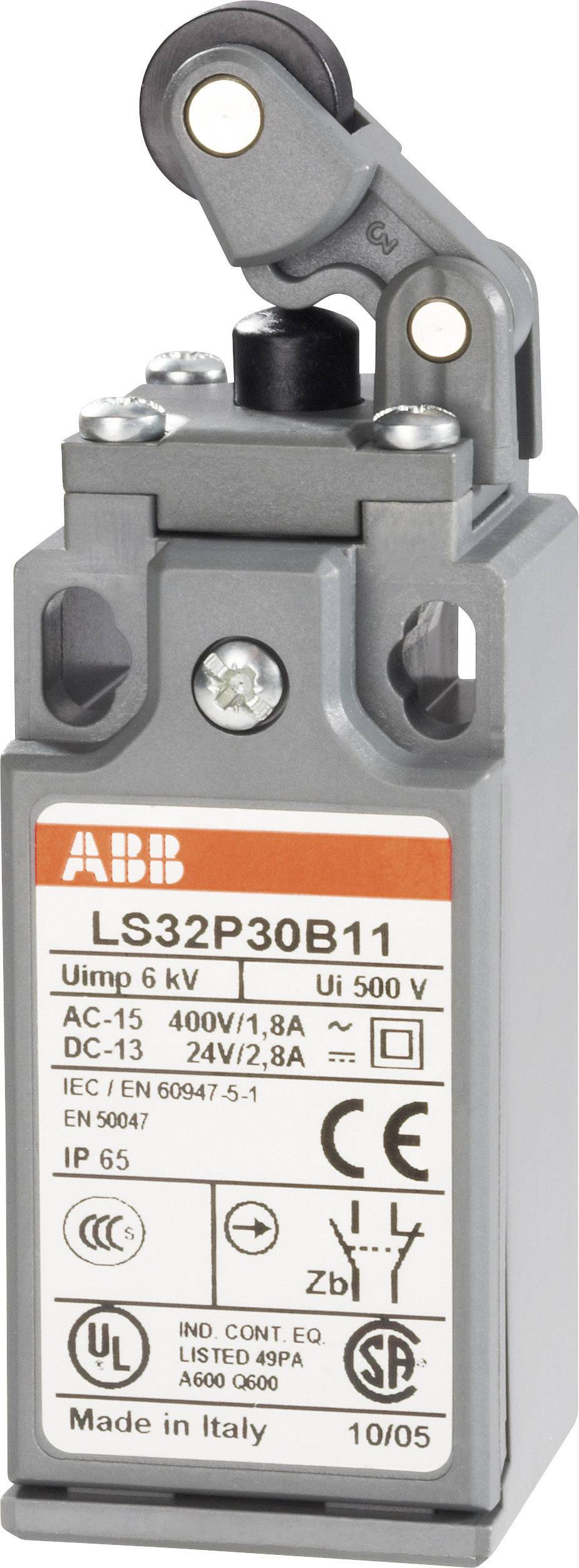 ABB LS32P30B11 Interruptor de fin de carrera 400 V/AC 1.8 A Palanca de rodillo Pulsante IP65 1 ST