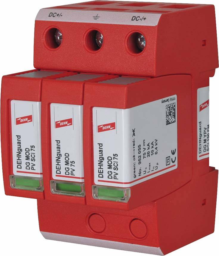 DEHN 952518 Überspannungsableiter Typ 2 DEHNguard M Mehrpolig für PV-Anlagen bis 150V DC Elemento de descarga de sobrete-0