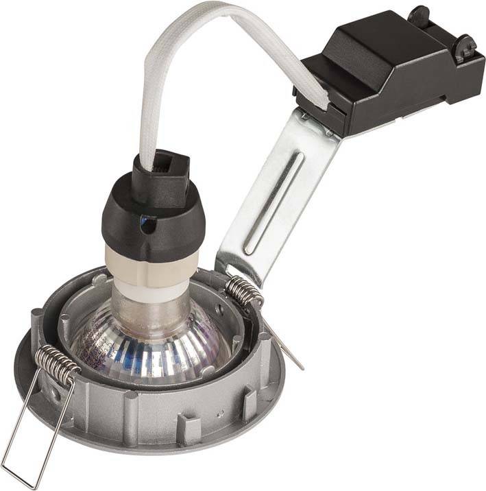 SLV 1000721 Lámpara de encastre Lámpara halógena de alto voltaje GU10 50 W Gris plata