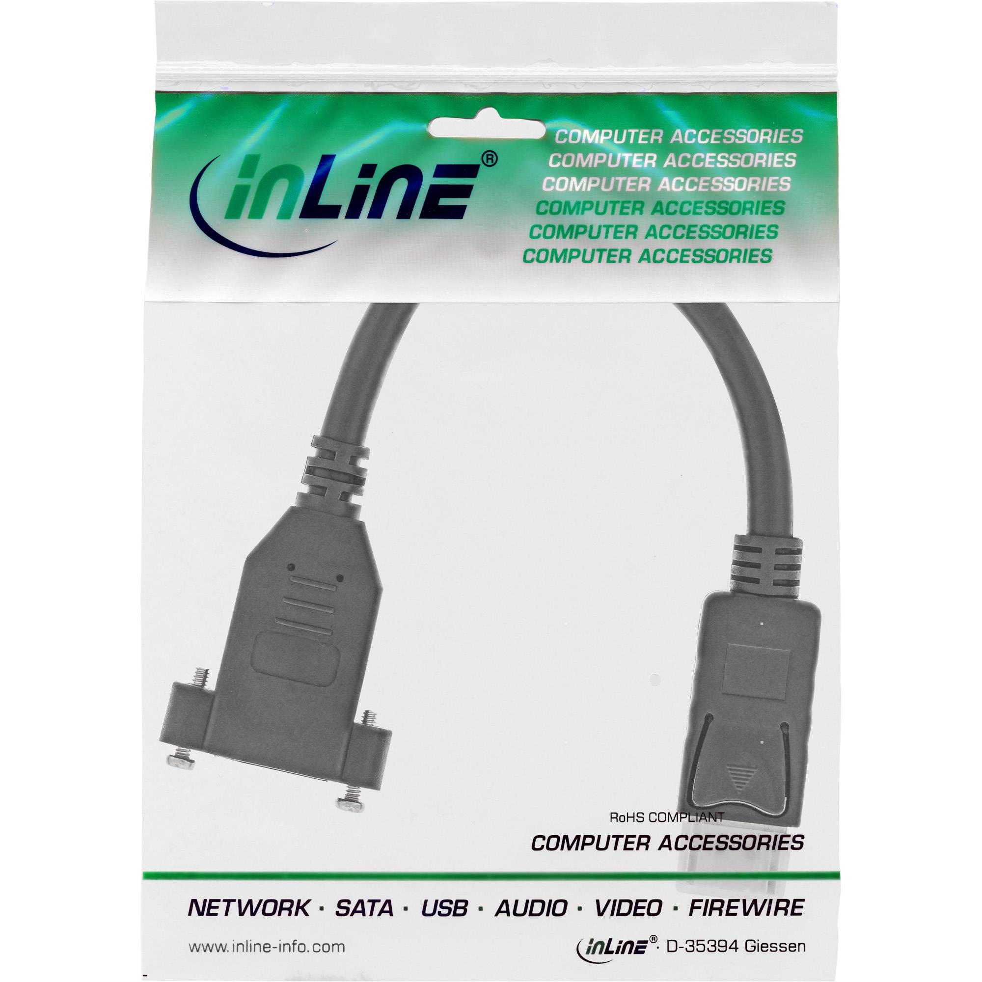inLine DisplayPort Cable adaptador Conector DisplayPort 0.20 m Schwarz 17100I 4K UHD Cable DisplayPort-1