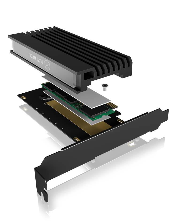 ICY BOX IB-PCI214M2-HSL, PCIe-Karte, 1x M.2 PCIe (NVMe) SSD zu PCIe 4.0 x4 über M-Key 1 Port Controlador M.2 4 PCIe Comp-4