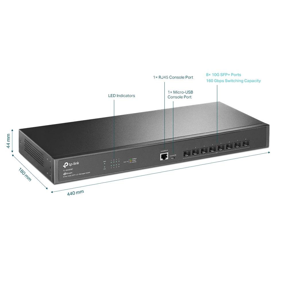 TP-LINK TL-SX3008F Switch Dispositivo de red 10 GBit/s Cortafuegos integrado-4