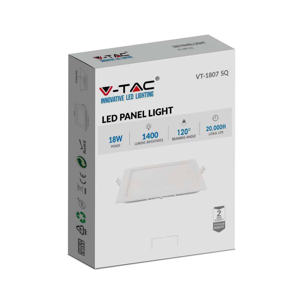 V-TAC VT-1807SQ-N 214871 Panel LED encastrado Clase de eficiencia energética: F (A - G) 18 W Blanco frío Natural White-3