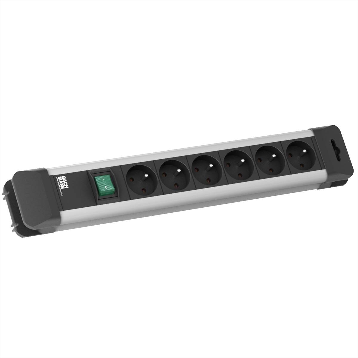 Bachmann 330.101F Regleta de enchufes con interruptor Aluminio, Schwarz Contacto de puesta a tierra 1 UD(S).