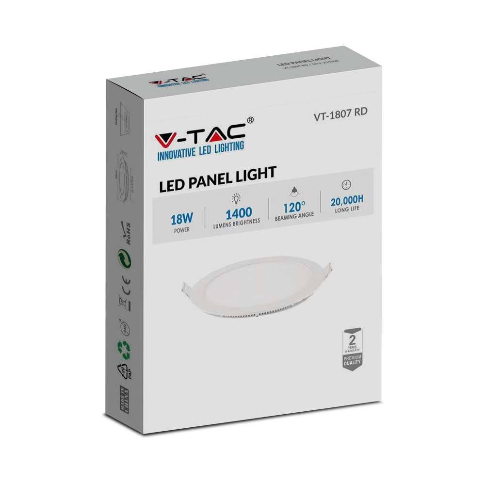 V-TAC VT-1807-N 214860 Panel LED encastrado Clase de eficiencia energética: F (A - G) 18 W Blanco cálido Natural White-3