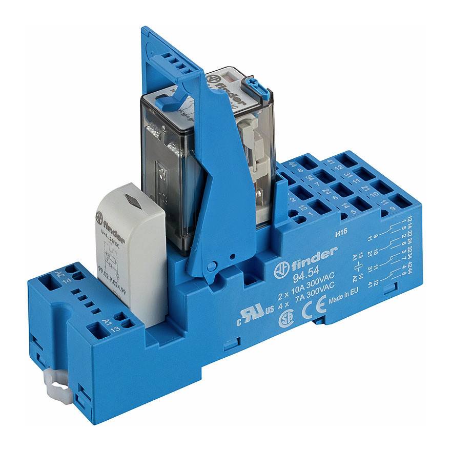 Finder 58.54.9.024.0050 Componente de relé Tensión nominal: 24 V/DC Corriente de conmutación (máx.): 7 A 4 contactos inversor 1 UD(S).