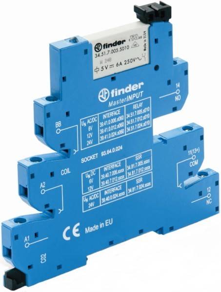 Finder 39.41.0.012.5060 Relé de acoplamiento 12 V/DC, 12 V/AC 6 A 1 contacto inversor 1 UD(S).