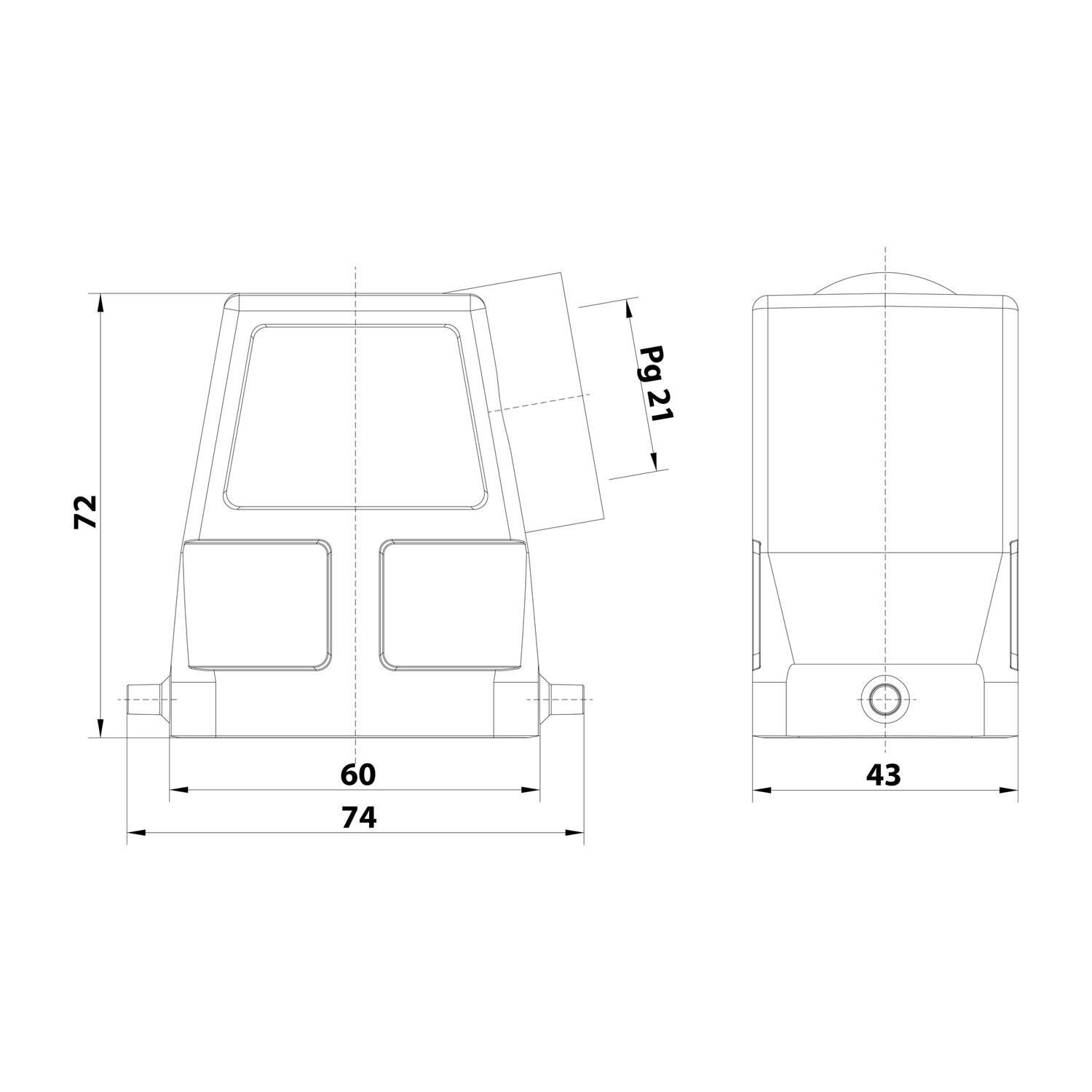 Símbolo para Alojamiento de boquillas Han® 6B-gs-21 09300060542 HARTING 1 UD(S). Piece
