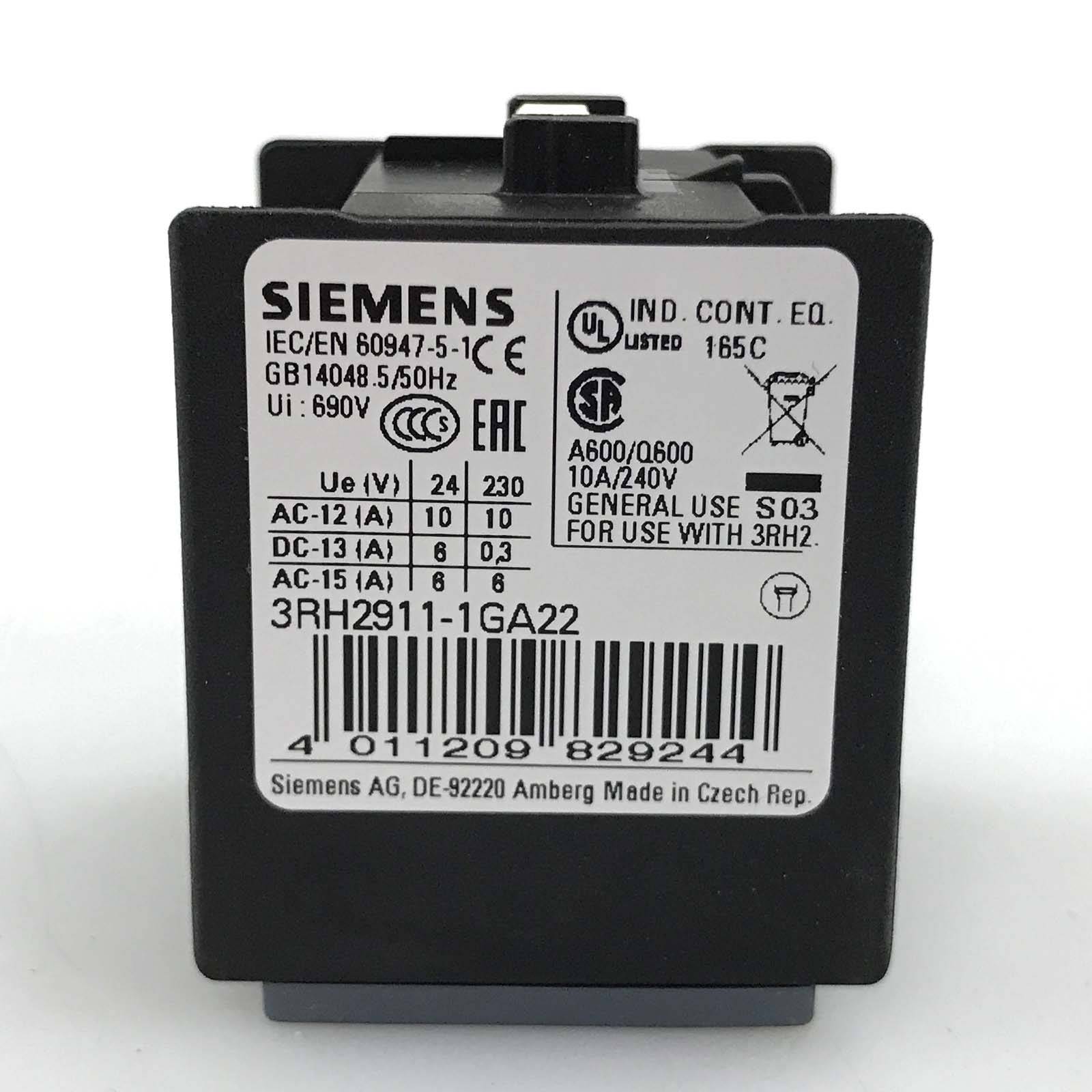 Siemens 3RH2911-1GA22 Interruptor auxiliar Con contacto auxiliar Compatible con la marca (relé): Siemens Piece 1 UD(S).-3