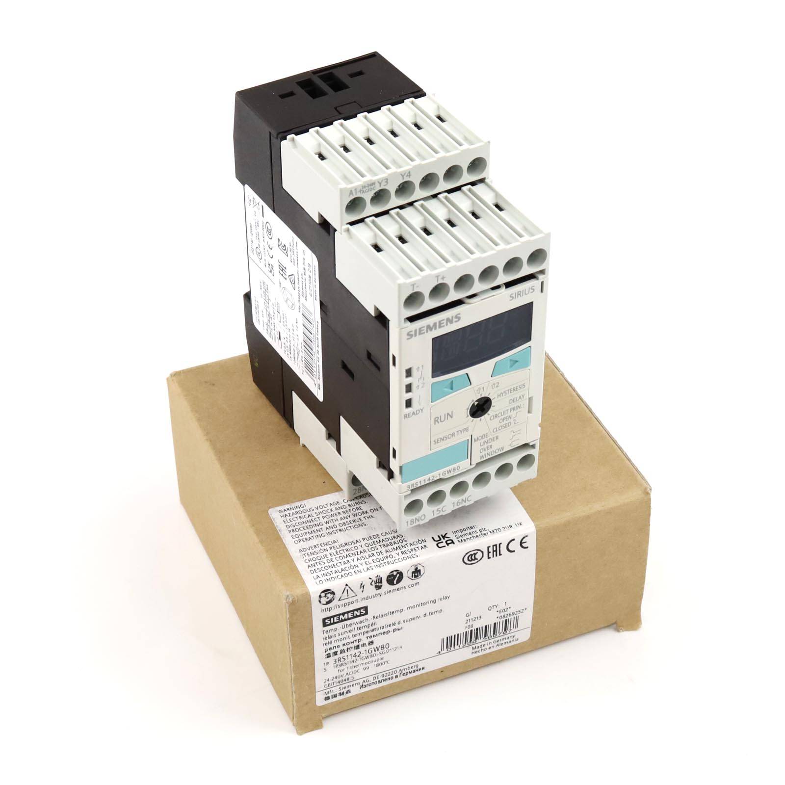Siemens 3RS1142-1GW80 3RS11421GW80 Relé de vigilancia de temperatura Número de salidas de relé: 2