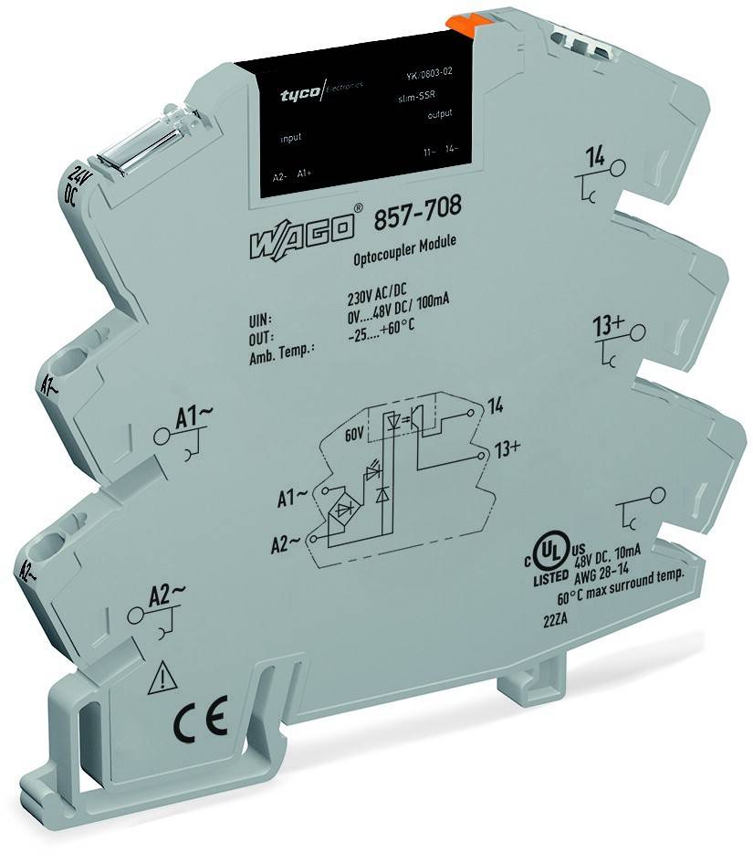 WAGO Relé semiconductor 857-708 Tensión de encendido (máx.): 48 V/DC 1 UD(S).