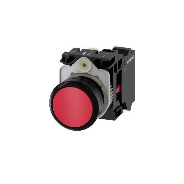 Siemens 3SU11000AB203CA0 3SU1100-0AB20-3CA0 Pulsador Anillo frontal de plástico, Redonda Pomo Schwarz, Rot 1 UD(S).-0