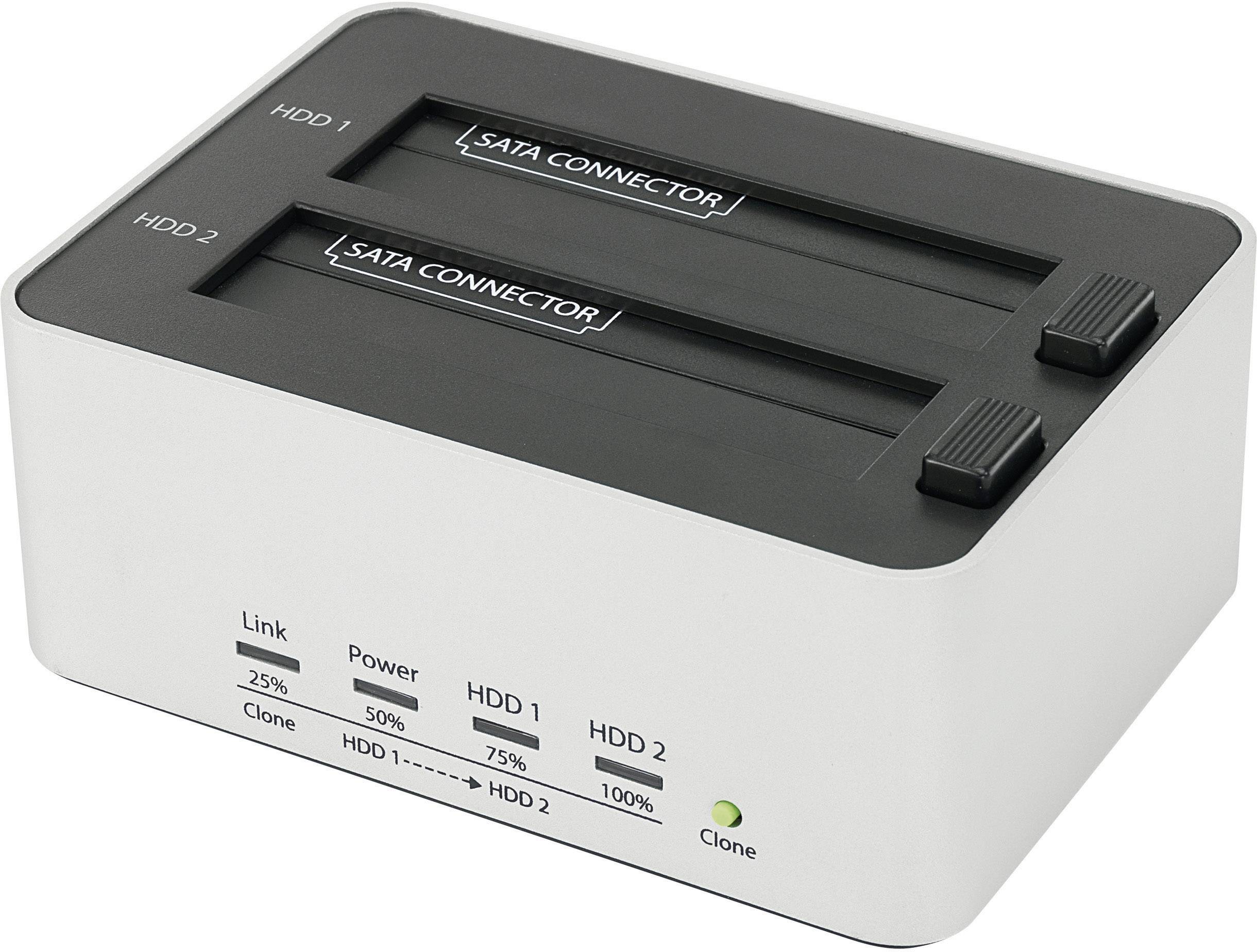 Renkforce rf-docking-07 USB 3.2 (Gen. 1x1) SATA 6 Gb/s 2 Port Estación de acoplamiento de disco duro 2.5 Zoll, 3.5 Zoll -3