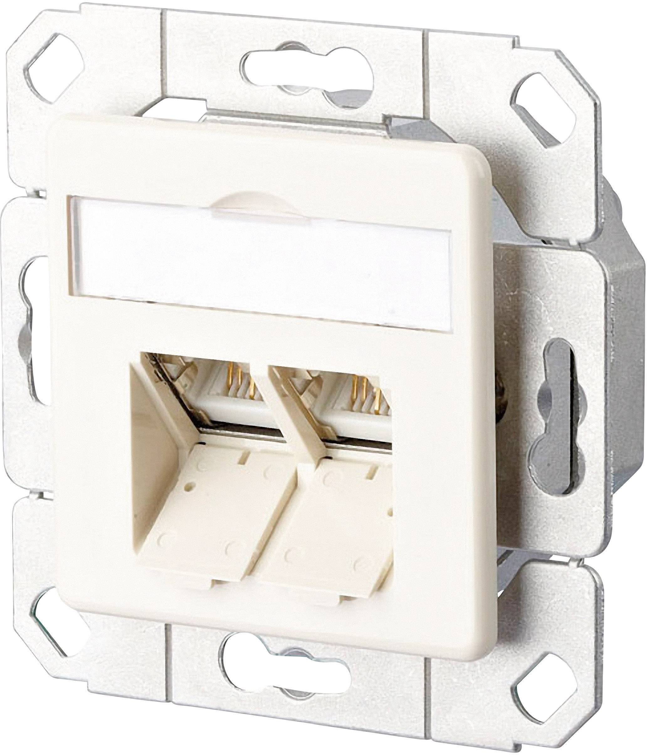 Metz Connect Toma de red Bajo revoque Uso con placa central CAT 6 2 Port Blanco perla