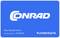 Carte client bleue avec le logo 'CONRAD'. Nom : Max Mustermann. Numéro de client : 12345678.