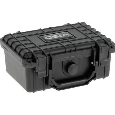 Un étui de protection robuste noir avec un fermoir sécurisé et une poignée, conçu pour transporter et protéger du matériel sensible.
