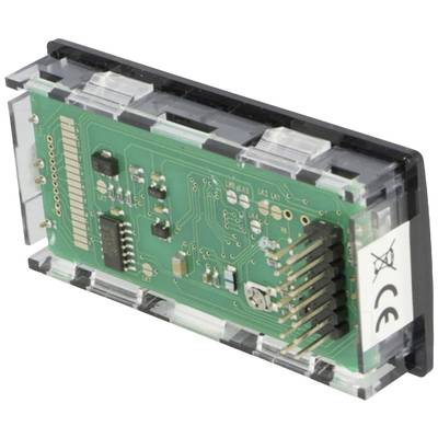 Circuit électronique dans un boîtier en plastique transparent, doté de plusieurs connexions et composants pour l'interconnexion électrique.