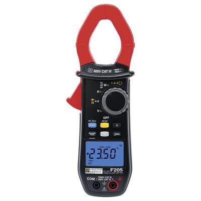 Multimètre numérique avec fonction pince, affichage à 23,50, adapté pour les mesures de courant alternatif jusqu'à 600V en catégorie IV.