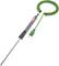 Une longue tige de thermomètre en métal avec un câble vert enroulé en spirale. Particulièrement adapté pour mesurer les températures lors de la cuisson.