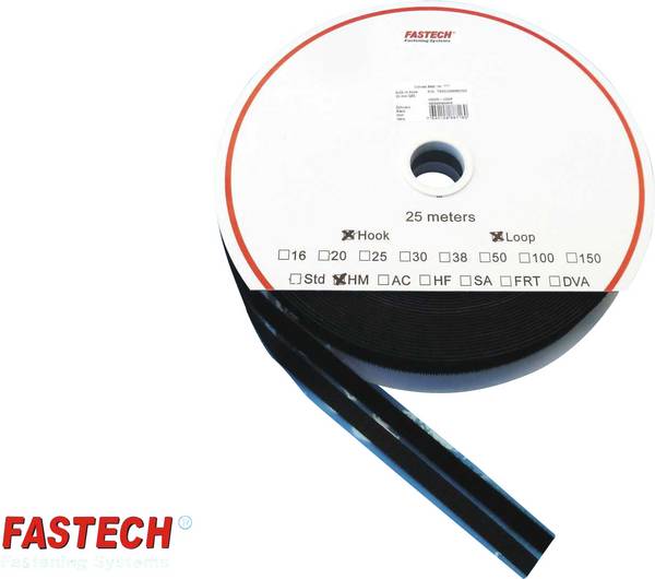 FASTECH® T0401099990325 Bande auto-agrippante hotmelt à coller partie velours et partie agrippante (L x l) 25000 mm x 10 mm noir 1 paire(s)