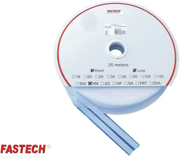 FASTECH® T0401000000325 Bande auto-agrippante hotmelt à coller partie velours et partie agrippante (L x l) 25000 mm x 10 mm blanc 1 paire(s)