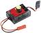 Un testeur de batterie avec bouton rotatif et câbles pour entrée de tension continue entre 4,8 et 12 V, et connexion pour servo/ESC.