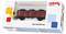 Une voiture de charbon pour train miniature dans une boîte blanche avec un design coloré et la marque « Märklin Start Up ». Le site internet « www.maerklin.com » est affiché.