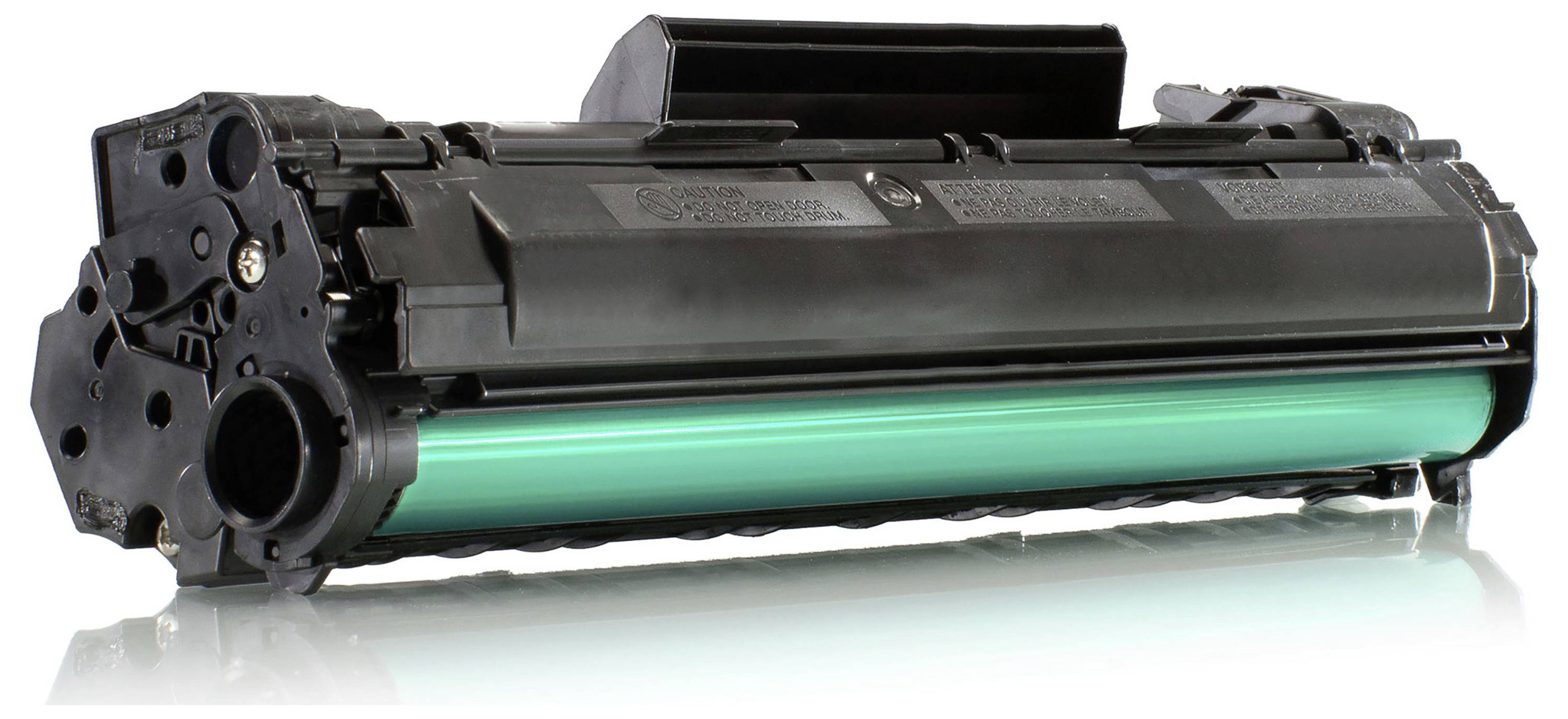 Cartouche de toner pour imprimante noire avec un tambour d'imagerie vert sur fond blanc.