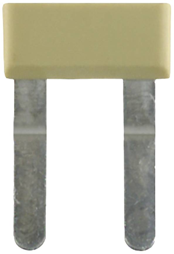 Fusible électrique bipolaire avec boîtier en plastique beige et contacts métalliques.
