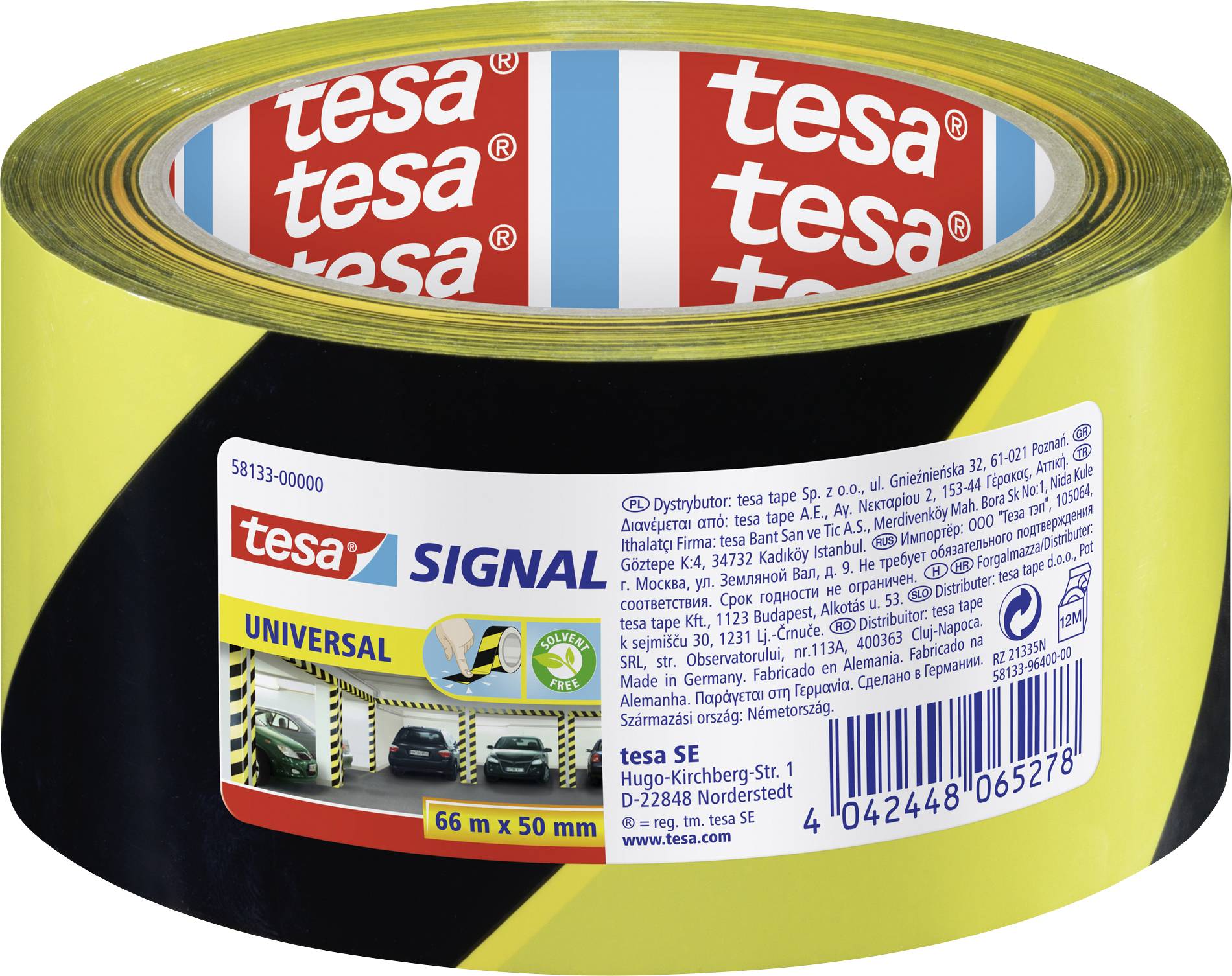 Bande adhésive de marquage tesa tesa® SIGNAL 58133-00000-00 jaune, noir (L x l) 66 m x 50 mm acrylate 1 pc(s)