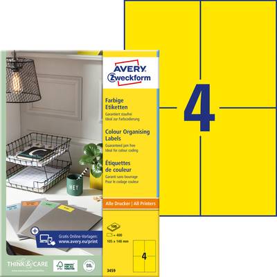 Etiquette universelles Avery-Zweckform Universaletikett 105 x 148 mm (B x H) 105 x 480 mm papier jaune 400 pc(s) permane