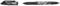 Stylo à bille avec capuchon amovible, couleur noire, inscription de marque visible, ainsi qu'un design décoratif sur le corps du stylo.