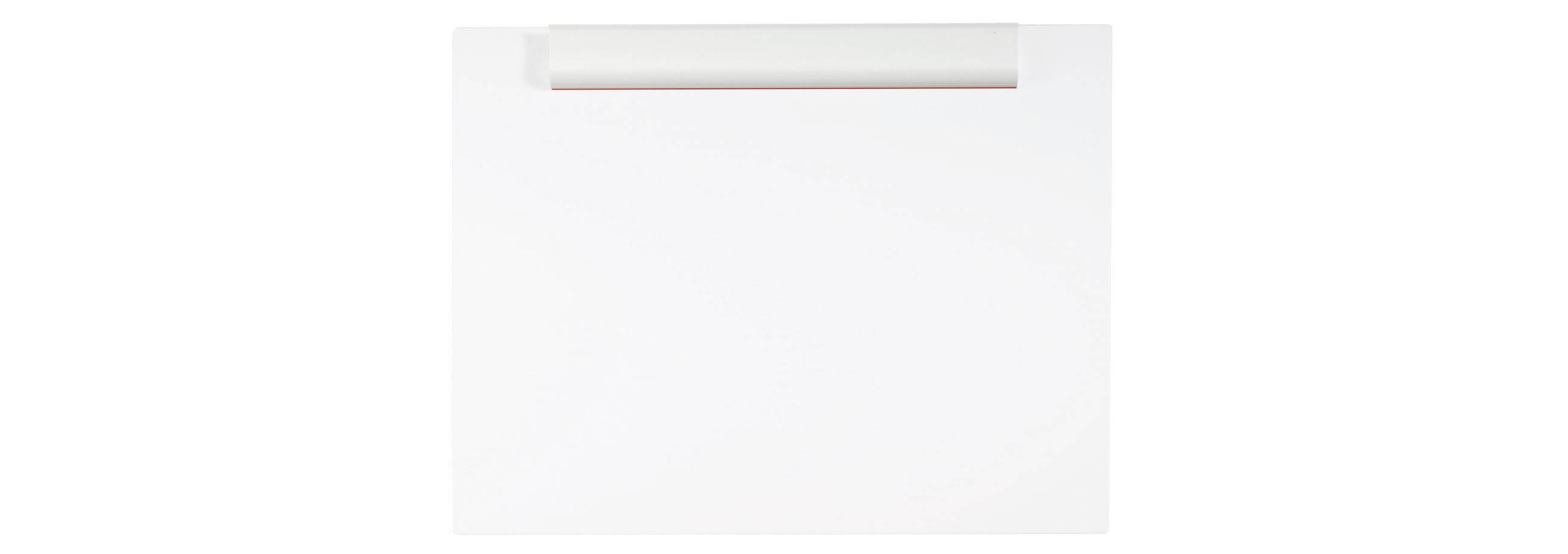 Bloc-notes blanc vierge ou feuille avec une reliure grise en haut et une fine ligne rouge près du bord supérieur