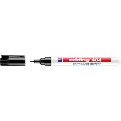 Un stylo marqueur permanent Edding 404 rouge et blanc avec un capuchon noir et une pointe noire.