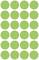 'Motif de points verts', une grille composée de cinq rangées de quatre cercles verts répartis uniformément sur un fond blanc.