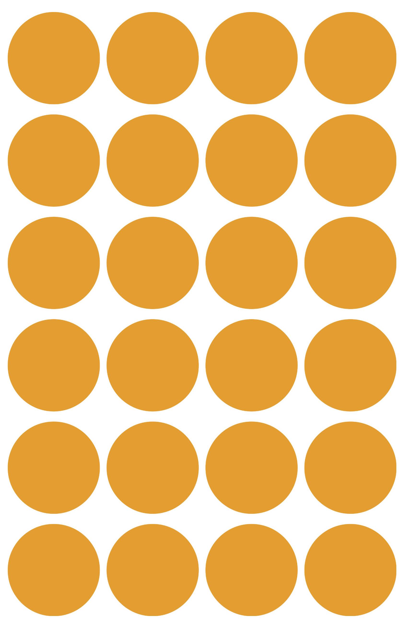 Six rangées de quatre cercles orange sur un fond blanc, formant une grille 4x6 de points identiques.