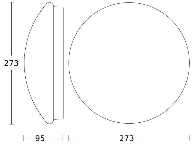 La figure représente un dessin technique d'un objet circulaire avec des dimensions de 273 mm de diamètre et 95 mm de profondeur.